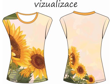 Panel na triko s přinechaným rukávem - Malované slunečnice