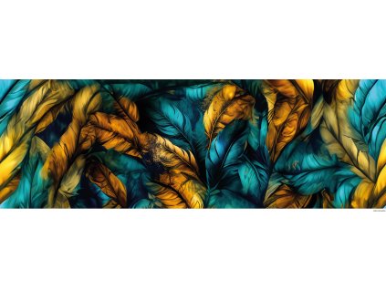 Modrá a žlutá peříčka 150x50