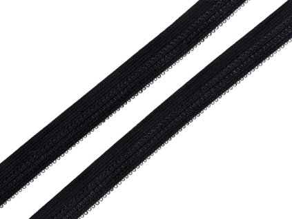Ozdobná lemovací pruženka prádlová 14mm černá