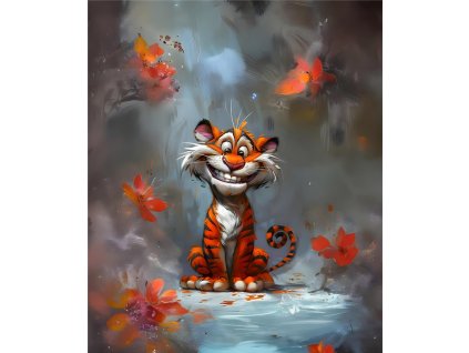 Tygr a kvetinky 50x60