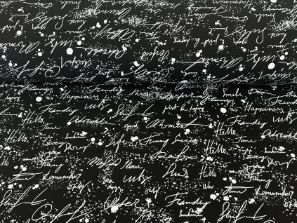 Teplákovina s elastanem  - Nápisy na černé