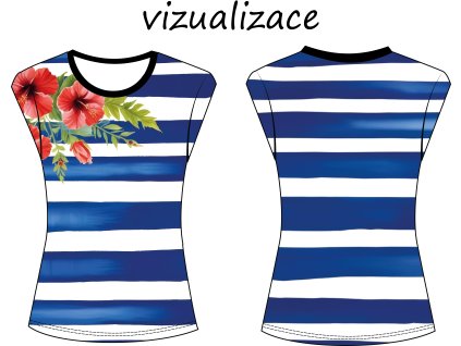 vizualizace dámské tričko s přinechaným rukávem