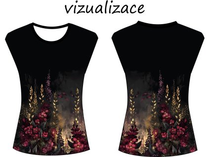 vizualizace dámské tričko s přinechaným rukávem