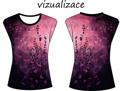 vizualizace dámské tričko s přinechaným rukávem