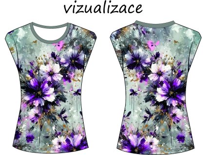 vizualizace dámské tričko s přinechaným rukávem