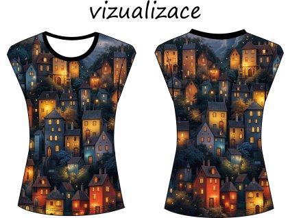 vizualizace dámské tričko s přinechaným rukávem