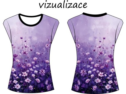 vizualizace dámské tričko s přinechaným rukávem