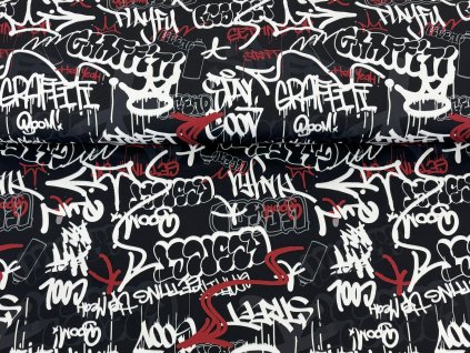 Zimní softshell - Graffitti s červenou