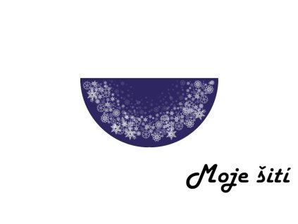 Panel na DLOUHOU půlkolovou sukni Sněhové vločky na tmavě modré_110cm délka-silky-VADA