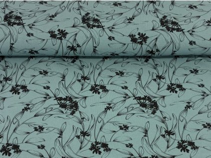 Teplákovina s elastan Listy s kmínem na eukalyptu