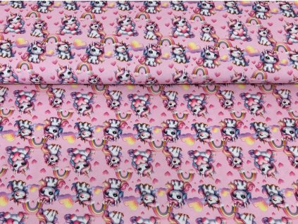 ZIMNÍ softshell s beránkem -  Jednorožci s duhami na růžové