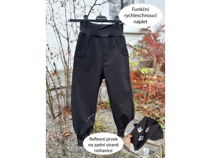 Dětské reflexní softshellové kalhoty BASIC s funkčním nápletem Stopy dinosaurů