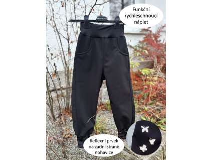 Dětské reflexní softshellové kalhoty BASIC s funkčním nápletem Motýlci