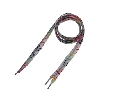 Oděvní šnůra 140 cm Bílá s barevnými cákanci