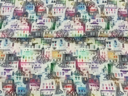 Bavlněná teplákovina  -   Zasněžené městečko