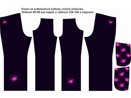 Neonoví růžový motýlci kalhoty vizualizace s kapsami ok