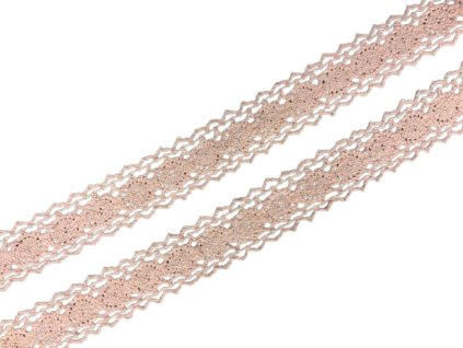 Bavlněná krajka / vsadka paličkovaná šíře 25 mm Pudrová