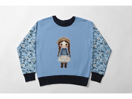 Holcicka a modre kvetinky mikina