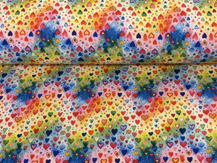 Barevna srdicka na akvarelovem abstraktu 2