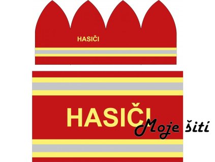Balíček panelů na čepice hasiči na červené -vel.50-52-počesaný úplet VADA