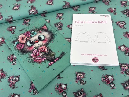 Balíček na ušití mikiny - střih + látka