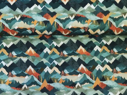 Bavlněný úplet s elastanem - Zelené hory 210g