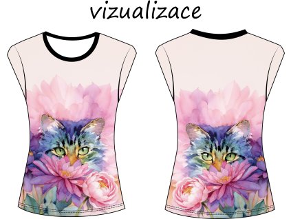 tricko kočka a pivoňky eshop
