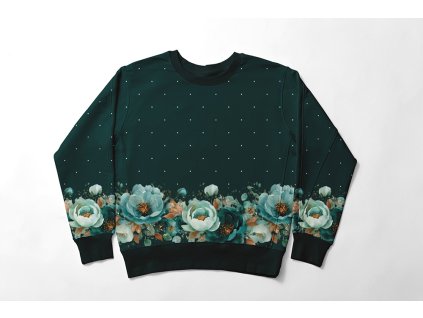 mikina zelene kvety s puntiky