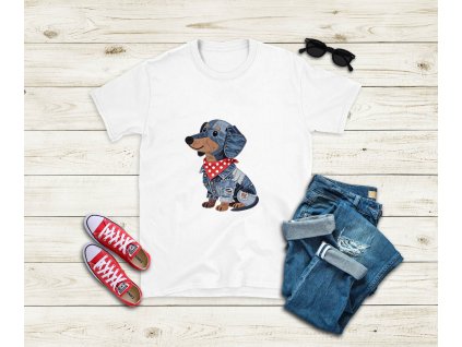 Jeans jezevcik tricko