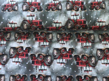 PRUŽNÝ ZIMNÍ softshell -  Červené traktory