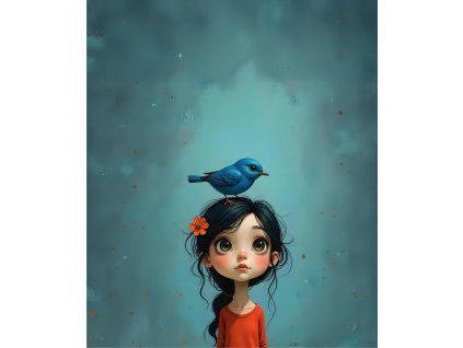 Divka s ptackem 50x60