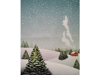 Zasněžená chaloupka 40x50cm