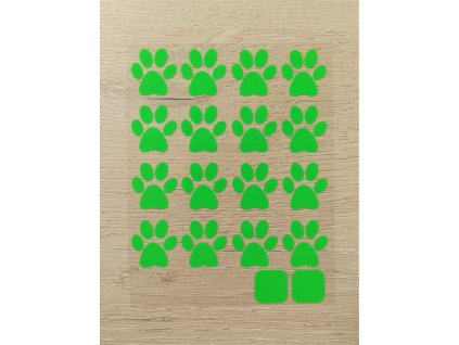 Neonové nažehlovací obrázky - tlapičky zelené