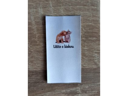 Barevné etikety do švu - Pejsek s kočičkou  - Ušito s láskou