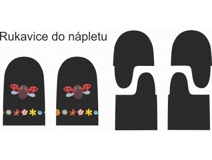 Panel na rukavice - Beruška a kytičky na černé