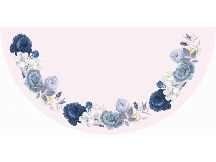 Panel na půlkolovou sukni Modrobílé růže na smetanové