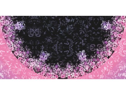 Panel na půlkolovou sukni Květinová louka růžová