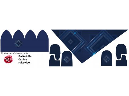 Třpytivé modré čtverce střih šátkošála malá