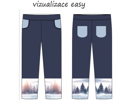 Zimní krajina kalhoty ušité EASY vizualizace