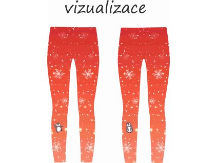 tučňák na červeném pozadí ušitá