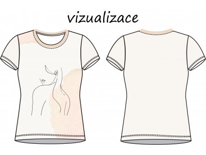 Dáma na meruňkové dámské tričko vizualizace