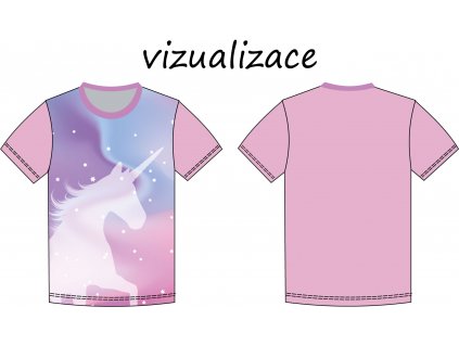 Jednorožec a hvězdičky dětské triko vizualizace (1)
