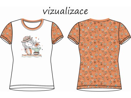 Dívka s kaktusem vizualizace dámské tričko