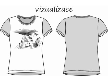 černobílá cesta vizualizace dámské tričko