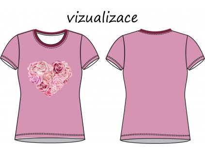 Srdce z růží dámské tričko vizualizace