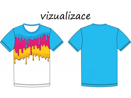 Tekoucí barvy dětské triko vizualizace