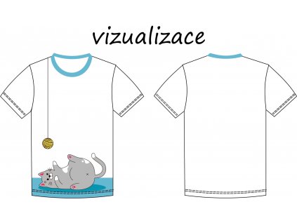 Hrající kotě dětské triko vizualizace