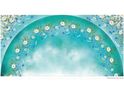 Kopretiny a chrpy na tyrkysové půlkolová