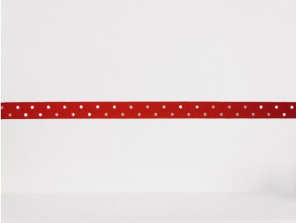 Taftová červená s puntíky