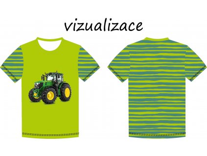 Zelený traktor na zelených proužcích vizu